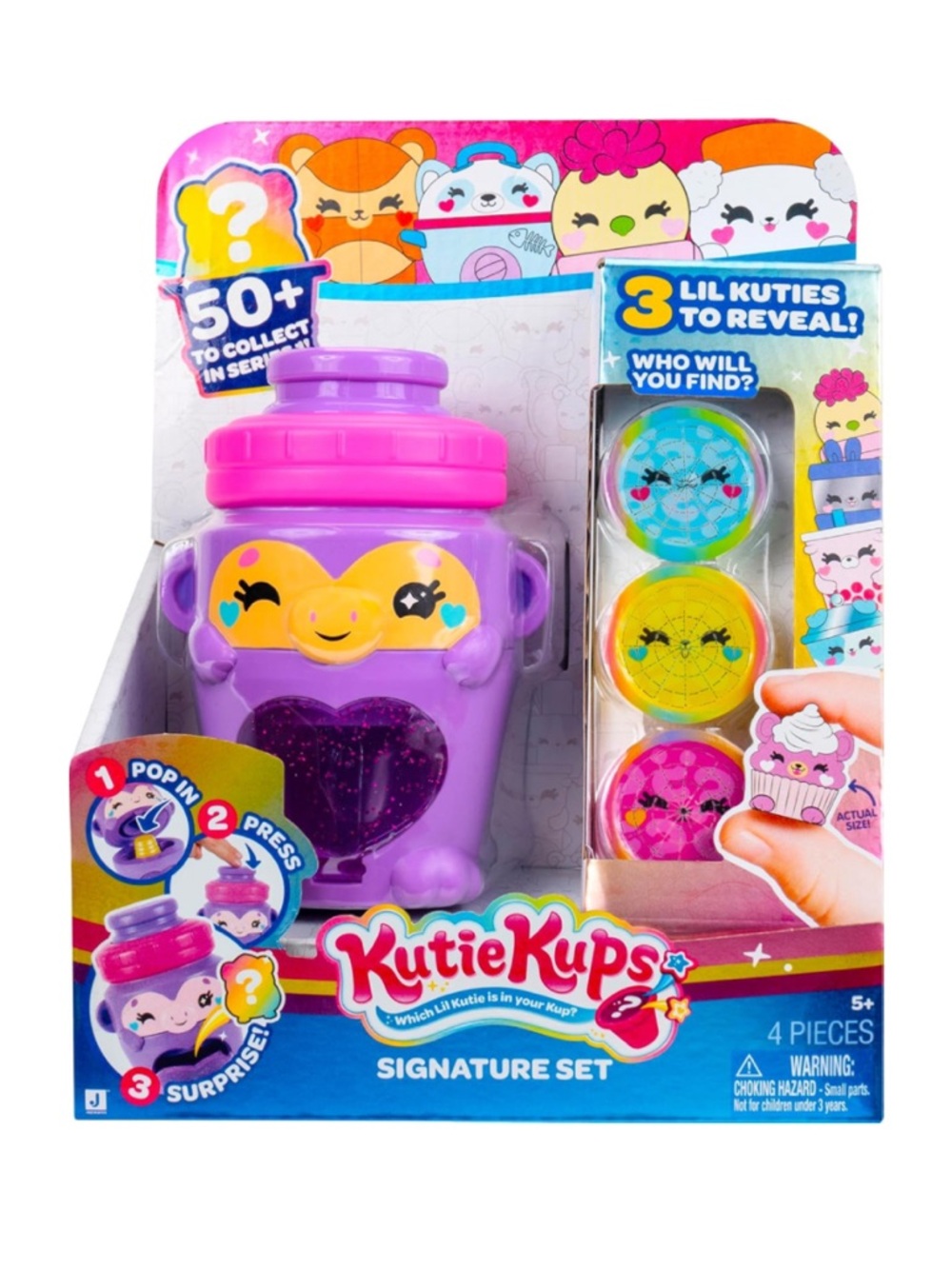 Kutti Kups Purple Water Bottle Monkey Kutie with 3 Kups